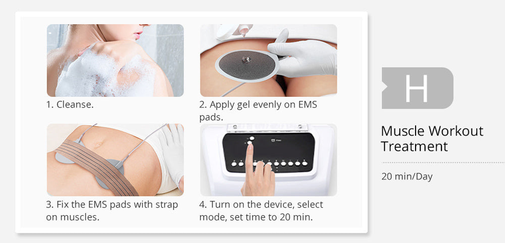 EMS Muscle Stimulator Electrostimulation Machine designed for body slimming and breast lifting, featuring various accessories for effective use.